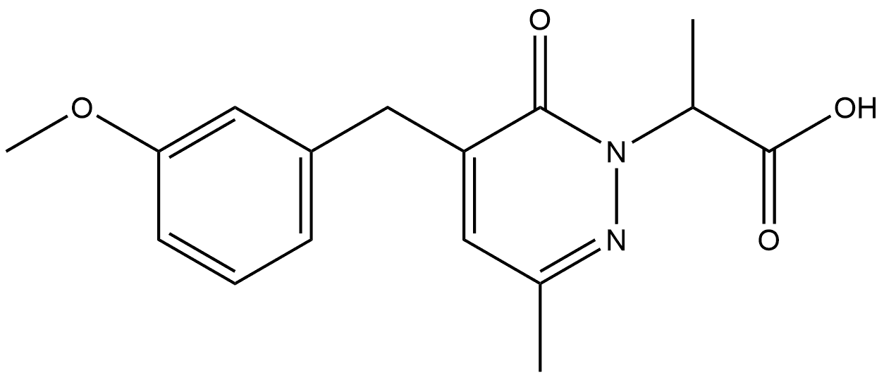 1(6H)-Pyridazineacetic acid, 5-[(3-methoxyphenyl)methyl]-α,3-dimethyl-6-oxo- Structure