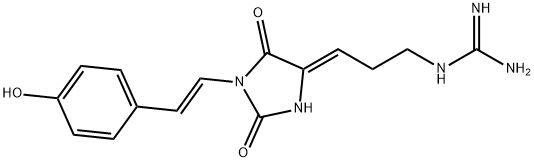 Guanidine, N-[(3Z)-3-[1-[(1E)-2-(4-hydroxyphenyl)ethenyl]-2,5-dioxo-4-imidazolidinylidene]propyl]- Structure