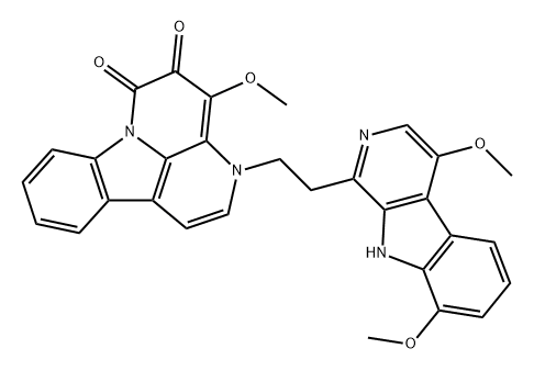 3H-Indolo[3,2,1-de][1,5]naphthyridine-5,6-dione, 3-[2-(4,8-dimethoxy-9H-pyrido[3,4-b]indol-1-yl)ethyl]-4-methoxy- Structure