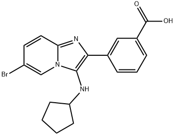 3-(6-Bromo-3-(cyclopentylamino)imidazo[1,2-a]pyridin-2-yl)benzoic acid Structure