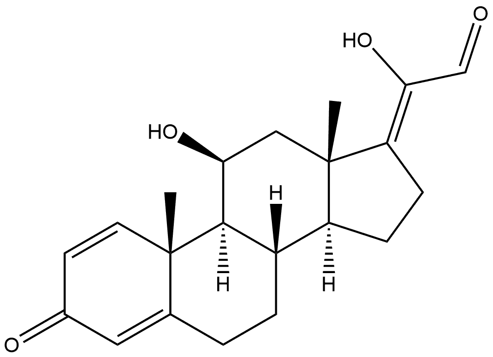 Pregna-1,4,17(20)-trien-21-al, 11,20-dihydroxy-3-oxo-, (11β,17Z)- (9CI) Structure