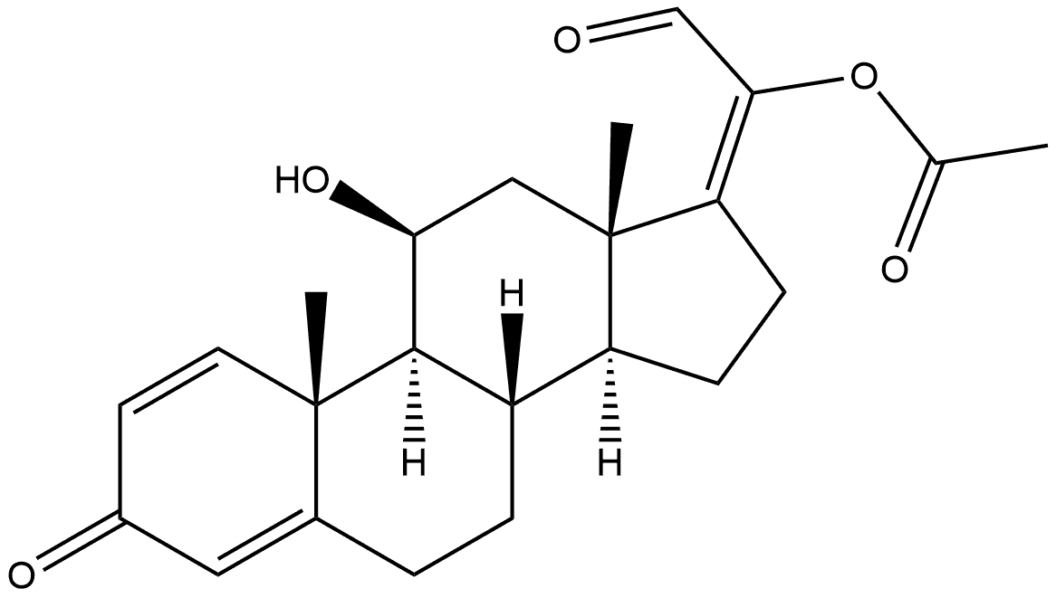 (11β,?17E)?-20-?(Acetyloxy)?-?11-?hydroxy-?3-?oxopregna-?1,?4,?17(20)?-?trien-?21-?al Structure