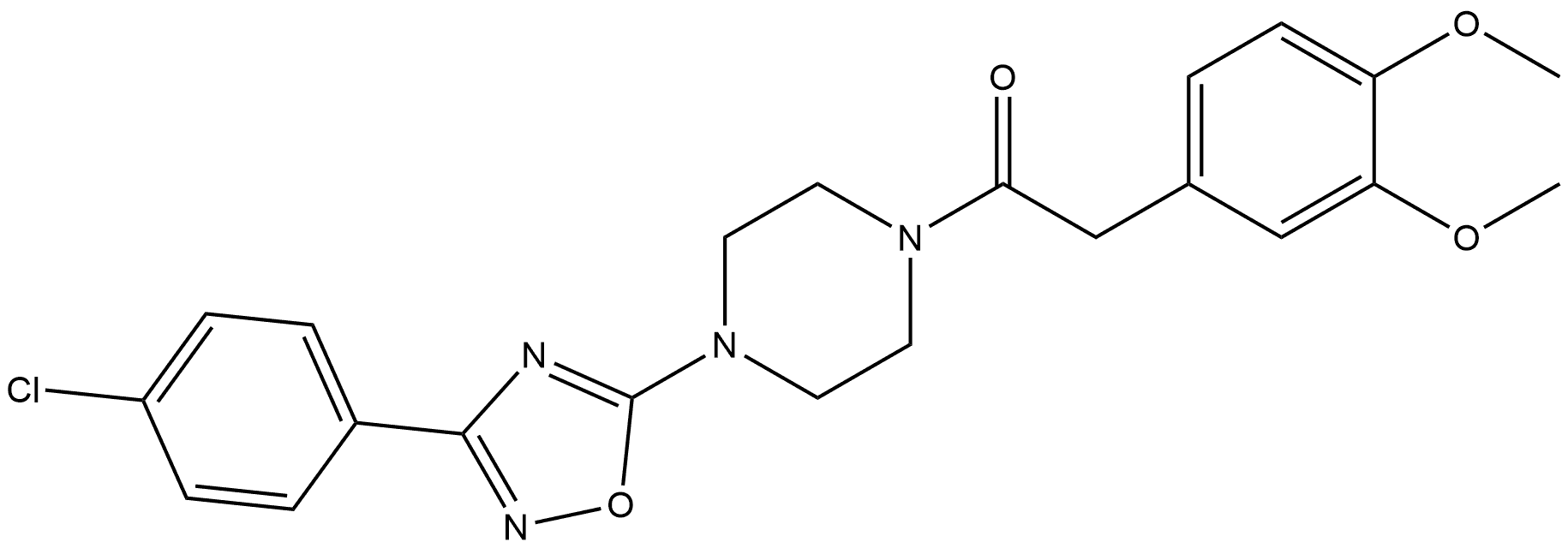 1-[4-[3-(4-Chlorophenyl)-1,2,4-oxadiazol-5-yl]-1-piperazinyl]-2-(3,4-dimethoxyphenyl)ethanone Structure