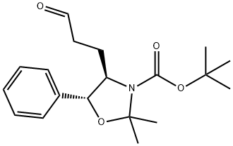 3-Oxazolidinecarboxylic acid, 2,2-dimethyl-4-(3-oxopropyl)-5-phenyl-, 1,1-dimethylethyl ester, (4R,5R)- Structure