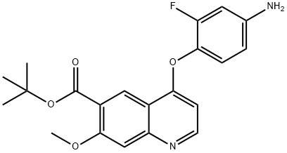 6-Quinolinecarboxylic acid, 4-(4-amino-2-fluorophenoxy)-7-methoxy-, 1,1-dimethylethyl ester Structure