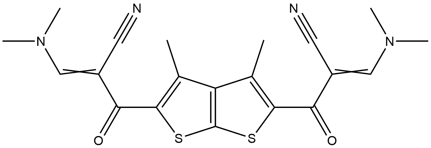 2-[5-[2-cyano-3-(dimethylamino)prop-2-enoyl]-3,4-dimethyl-thieno[2,3-b]thiophene-2-carbonyl]-3-(dimethylamino)prop-2-enenitrile Structure