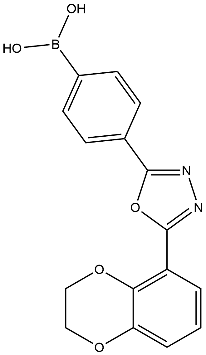 (4-(5-(2,3-dihydrobenzo[b][1,4]dioxin-5-yl)-1,3,4-oxadiazol-2-yl)phenyl)boronic acid Structure