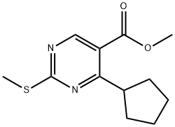 5-Pyrimidinecarboxylic acid, 4-cyclopentyl-2-(methylthio)-, methyl ester Structure