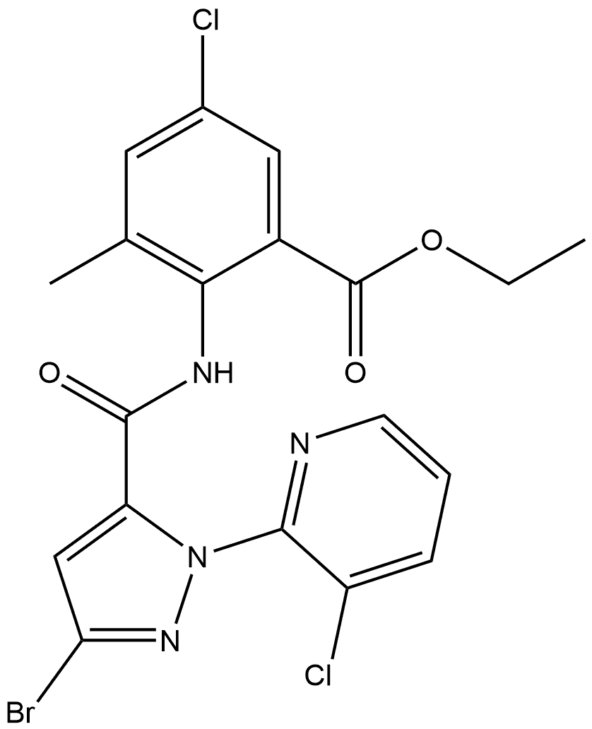 ethyl 2-[[5-bromo-2-(3-chloropyridin-2-yl)pyrazole-3-carbonyl]amino]-5-chloro-3-methylbenzoate Structure