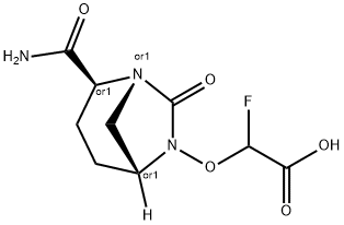 rel-2-[[(1R,2S,5R)-2-(Aminocarbonyl)-7-oxo-1,
6-diazabicyclo[3.2.1]oct-6-yl]oxy]-2-fluoro
acetic acid Structure