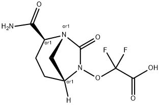 rel-2-[[(1R,2S,5R)-2-(Aminocarbonyl)-7-oxo-1,
6-diazabicyclo[3.2.1]oct-6-yl]oxy]-2,2-difluor
oacetic acid Structure