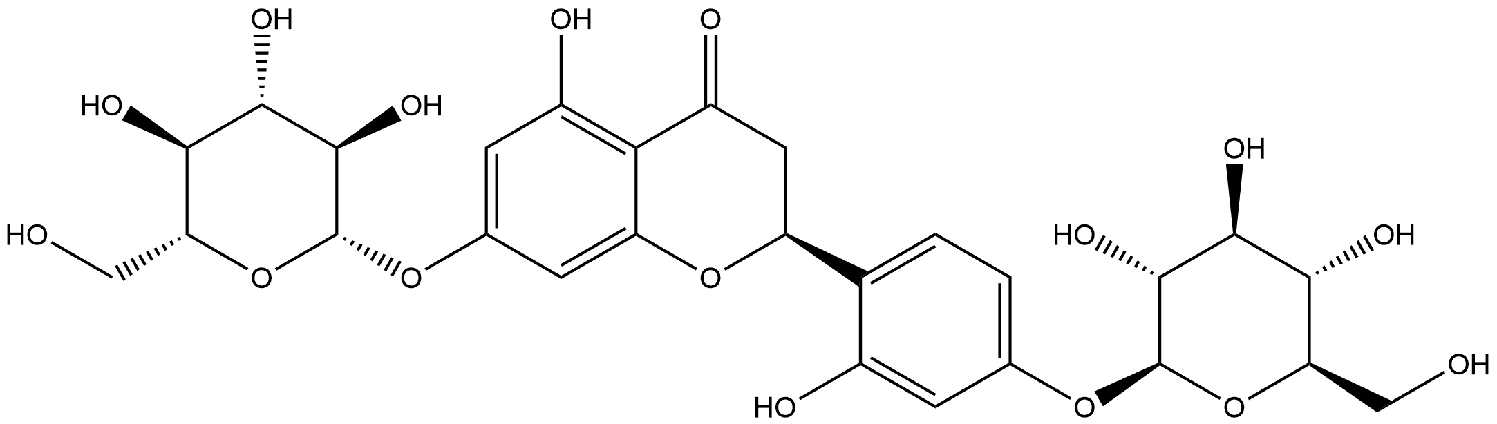 4H-1-Benzopyran-4-one, 7-(β-D-glucopyranosyloxy)-2-[4-(β-D-glucopyranosyloxy)-2-hydroxyphenyl]-2,3-dihydro-5-hydroxy-, (2S)- Structure