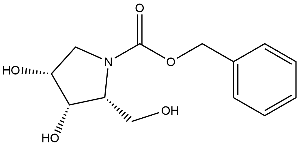 1-Pyrrolidinecarboxylic acid, 3,4-dihydroxy-2-(hydroxymethyl)-, phenylmethyl ester, [2R-(2α,3α,4α)]- (9CI) Structure