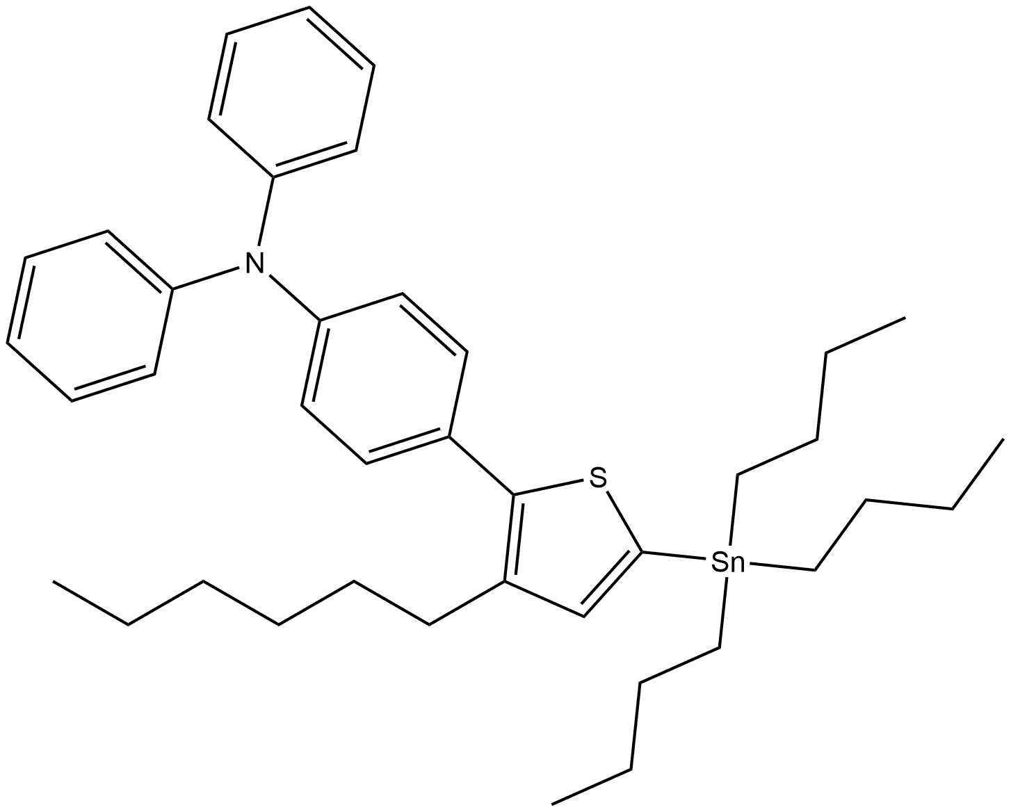 4-(3-hexyl-5-(tributylstannyl)thiophen-2-yl)-N,N-diphenylaniline Structure