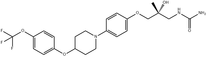 Urea, N-[(2R)-2-hydroxy-2-methyl-3-[4-[4-[4-(trifluoromethoxy)phenoxy]-1-piperidinyl]phenoxy]propyl]- 구조식 이미지