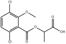 Benzoic acid, 3,6-dichloro-2-methoxy-, 1-carboxyethyl ester Structure