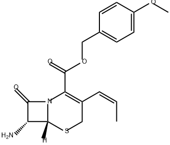 5-Thia-1-azabicyclo[4.2.0]oct-2-ene-2-carboxylic acid, 7-amino-8-oxo-3-(1Z)-1-propen-1-yl-, (4-methoxyphenyl)methyl ester, (6R,7R)- Structure