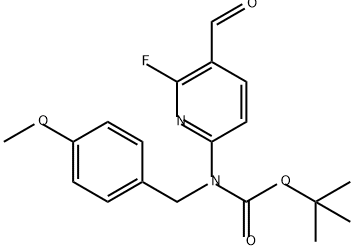 Carbamic acid, N-(6-fluoro-5-formyl-2-pyridinyl)-N-[(4-methoxyphenyl)methyl]-, 1,1-dimethylethyl ester 구조식 이미지