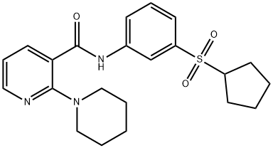 3-Pyridinecarboxamide, N-[3-(cyclopentylsulfonyl)phenyl]-2-(1-piperidinyl)- Structure