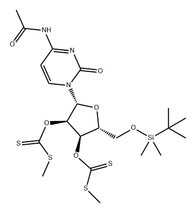 Cytidine, N-acetyl-5'-O-[(1,1-dimethylethyl)dimethylsilyl]-, 2',3'-bis(S-methyl carbonodithioate) (9CI) Structure