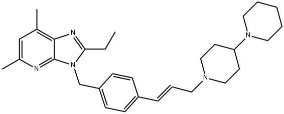 3H-Imidazo[4,5-b]pyridine, 3-[[4-[(1E)-3-[1,4'-bipiperidin]-1'-yl-1-propen-1-yl]phenyl]methyl]-2-ethyl-5,7-dimethyl- Structure