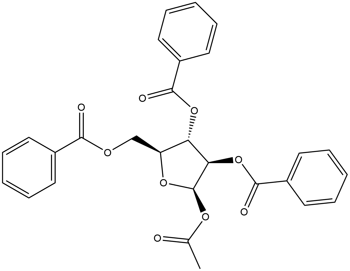 β-L-Arabinofuranose, 1-acetate 2,3,5-tribenzoate Structure