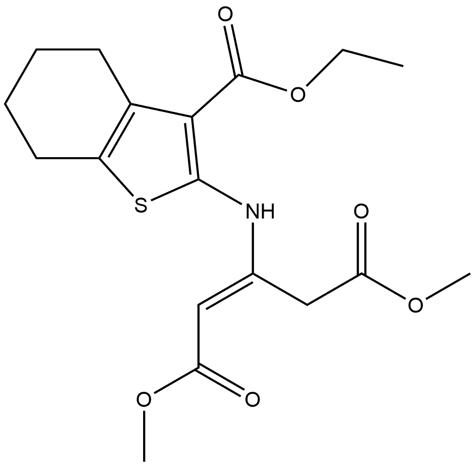 dimethyl (E)-3-[(3-ethoxycarbonyl-4,5,6,7-tetrahydrobenzothiophen-2-yl)amino]pent-2-enedioate Structure