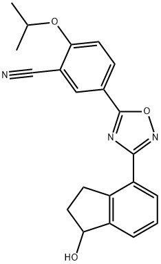 Benzonitrile, 5-[3-(2,3-dihydro-1-hydroxy-1H-inden-4-yl)-1,2,4-oxadiazol-5-yl]-2-(1-methylethoxy)- 구조식 이미지