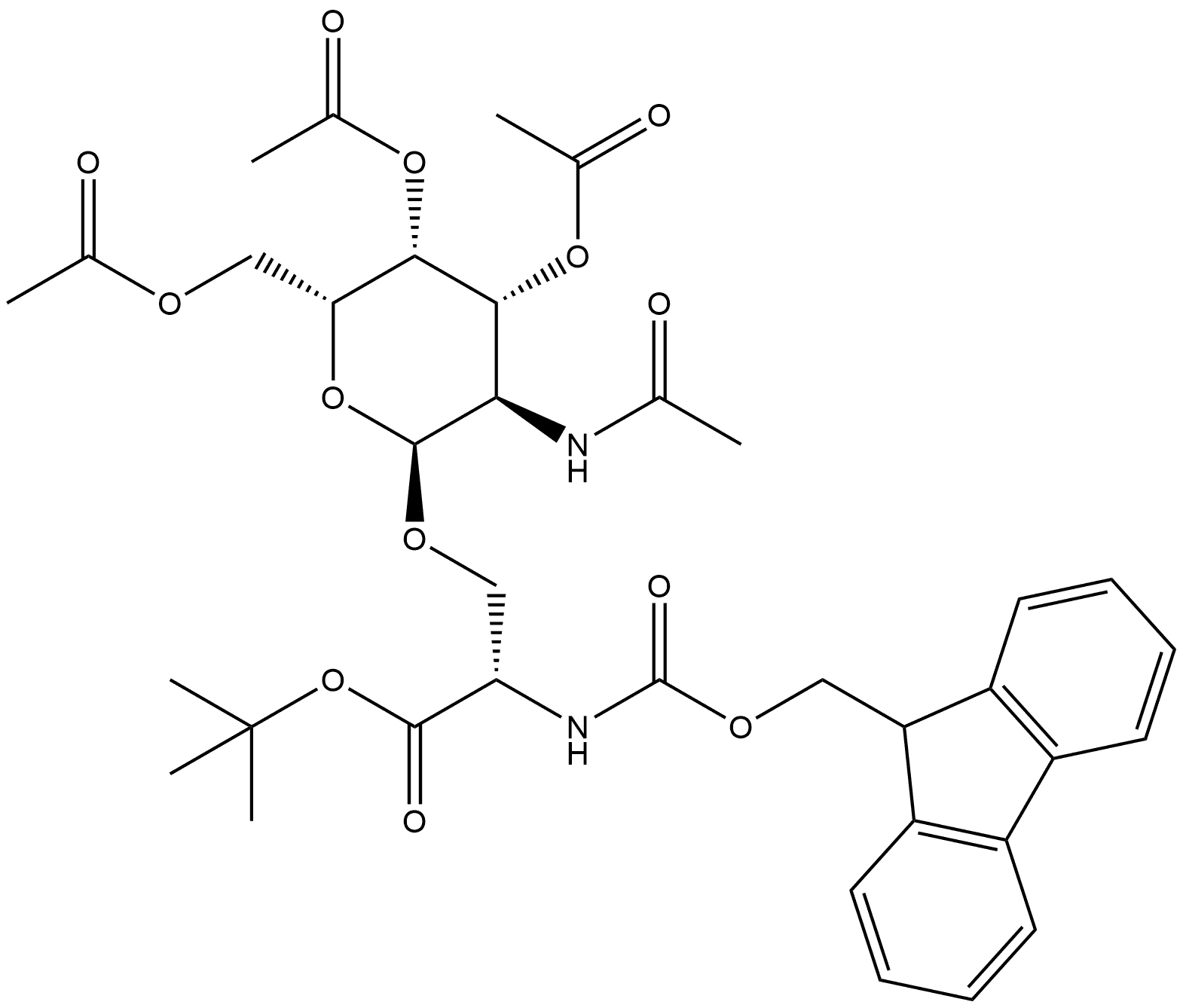 Fmoc-Ser(α-D-Gal- NHAc(Ac)3)-O-t-Bu Structure