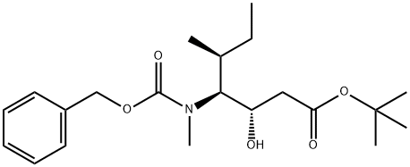 Heptanoic acid, 3-hydroxy-5-methyl-4-[methyl[(phenylmethoxy)carbonyl]amino]-, 1,1-dimethylethyl ester, [3S-(3R*,4R*,5R*)]- (9CI) Structure