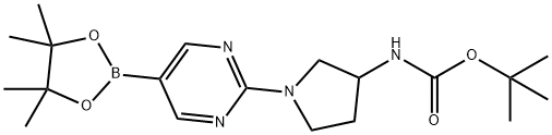 tert-Butyl 1-(5-(4,4,5,5-tetramethyl-1,3,2-dioxaborolan-2-yl)pyrimidin-2-yl)pyrrolidin-3-ylcarbamate Structure