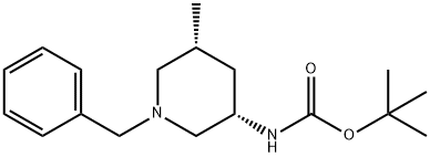 Carbamic acid, N-[(3S,5R)-5-methyl-1-(phenylmethyl)-3-piperidinyl]-, 1,1-dimethylethyl ester Structure