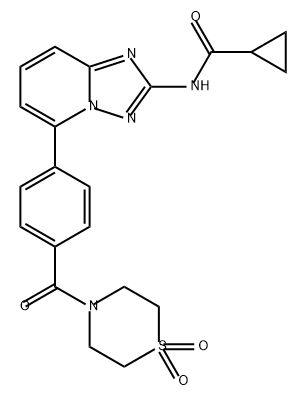 Cyclopropanecarboxamide, N-[5-[4-[(1,1-dioxido-4-thiomorpholinyl)carbonyl]phenyl][1,2,4]triazolo[1,5-a]pyridin-2-yl]- Structure