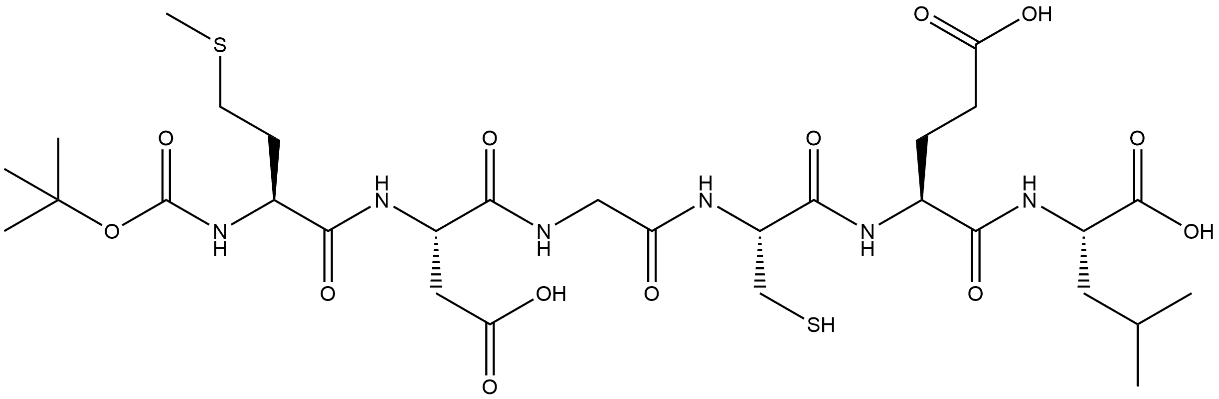 N-[(1,1-Dimethylethoxy)carbonyl]-L-methionyl-L-α-aspartylglycyl-L-cysteinyl-L-α-glutamyl-L-leucine Structure