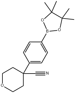 2H-Pyran-4-carbonitrile, tetrahydro-4-[4-(4,4,5,5-tetramethyl-1,3,2-dioxaborolan-2-yl)phenyl]- Structure