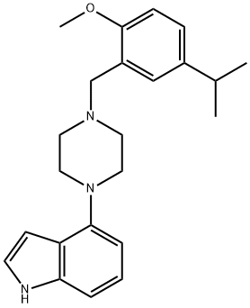 1H-Indole, 4-[4-[[2-methoxy-5-(1-methylethyl)phenyl]methyl]-1-piperazinyl]- Structure