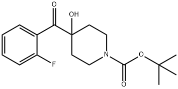 1-Piperidinecarboxylic acid, 4-(2-fluorobenzoyl)-4-hydroxy-, 1,1-dimethylethyl ester 구조식 이미지