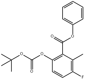 Benzoic acid, 6-[[(1,1-dimethylethoxy)carbonyl]oxy]-3-fluoro-2-methyl-, phenyl ester Structure