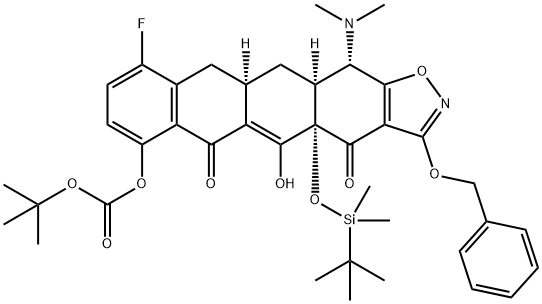 Carbonic acid, (4aS,11aR,12aS,13S)-13-(dimethylamino)-4a-[[(1,1-dimethylethyl)dimethylsilyl]oxy]-10-fluoro-4,4a,6,11,11a,12,12a,13-octahydro-5-hydroxy-4,6-dioxo-3-(phenylmethoxy)naphthaceno[2,3-d]isoxazol-7-yl 1,1-dimethylethyl ester Structure