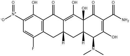 2-Naphthacenecarboxamide, 4-(dimethylamino)-7-fluoro-1,4,4a,5,5a,6,11,12a-octahydro-3,10,12,12a-tetrahydroxy-9-nitro-1,11-dioxo-, (4S,4aS,5aR,12aS)- Structure