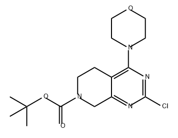 Pyrido[3,4-d]pyrimidine-7(6H)-carboxylic acid, 2-chloro-5,8-dihydro-4-(4-morpholinyl)-, 1,1-dimethylethyl ester Structure