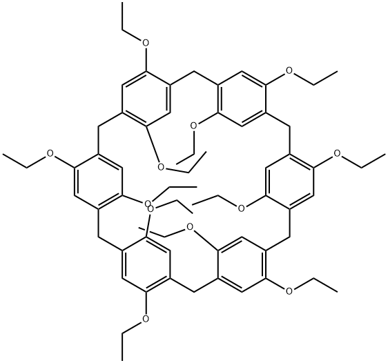 Heptacyclo[26.2.2.23,6.28,11.213,16.218,21.223,26]dotetraconta-3,5,8,10,13,15,18,20,23,25,28,30,31,33,35,37,39,41-octadecaene, 4,9,14,19,24,29,31,33,35,37,39,41-dodecaethoxy- 구조식 이미지