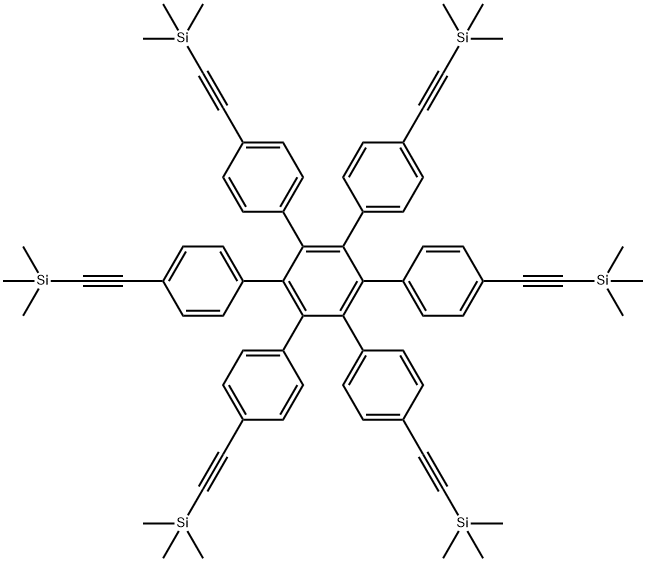 1,1':2',1''-Terphenyl, 4,4''-bis[2-(trimethylsilyl)ethynyl]-3',4',5',6'-tetrakis[4-[2-(trimethylsilyl)ethynyl]phenyl]- 구조식 이미지