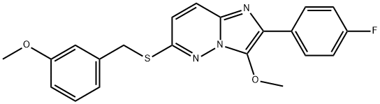 Imidazo[1,2-b]pyridazine, 2-(4-fluorophenyl)-3-methoxy-6-[[(3-methoxyphenyl)methyl]thio]- Structure