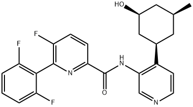 2-Pyridinecarboxamide, 6-(2,6-difluorophenyl)-5-fluoro-N-[4-[(1R,3S,5S)-3-hydroxy-5-methylcyclohexyl]-3-pyridinyl]- Structure