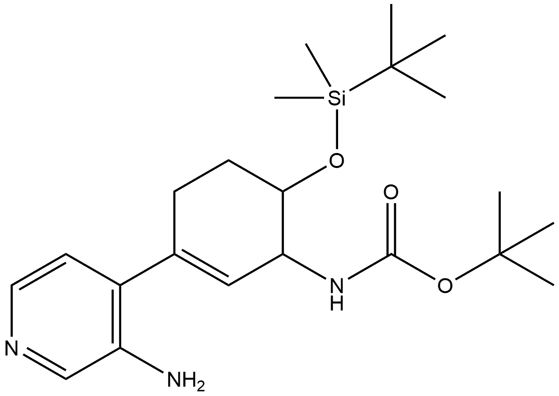 tert-butyl N-[3-(3-amino-4-pyridyl)-6-[tert-butyl(dimethyl)silyl]oxy-cyclohex-2-en-1-yl]carbamate Structure