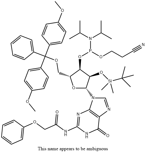 N-blocked-5'-O-DMT-2'-O-Fpmp CED guanosine phosphoramidite 구조식 이미지