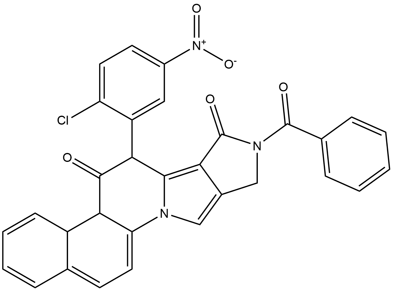 12-benzoyl-10-(2-chloro-5-nitrophenyl)-11a,12-dihydro-8aH-benzo[f]pyrrolo[3',4':3,4]pyrrolo[1,2-a]quinoline-9,11(8bH,10H)-dione Structure