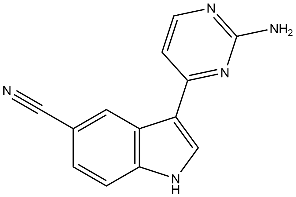 3-(2-Amino-4-pyrimidinyl)-1H-indole-5-carbonitrile 구조식 이미지