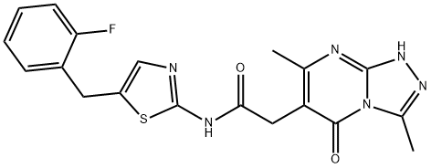 1,2,4-Triazolo[4,3-a]pyrimidine-6-acetamide, N-[5-[(2-fluorophenyl)methyl]-2-thiazolyl]-1,5-dihydro-3,7-dimethyl-5-oxo- 구조식 이미지